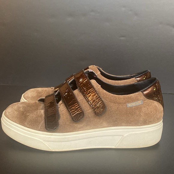 Mephisto Frederica Leather Sneakers Taupe size 7.5 - Picture 3 of 9